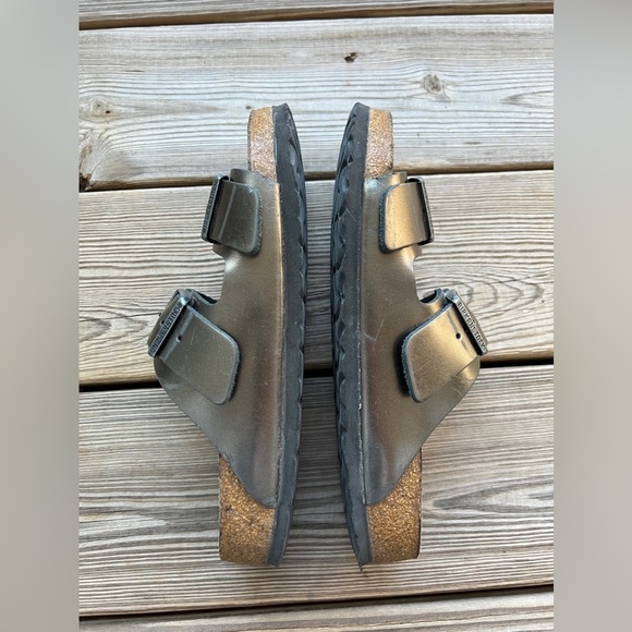 Birkenstock Arizona Soft Footbed Leather - Metallic Anthracite Sz 40 (M7 W9) - Picture 3 of 12